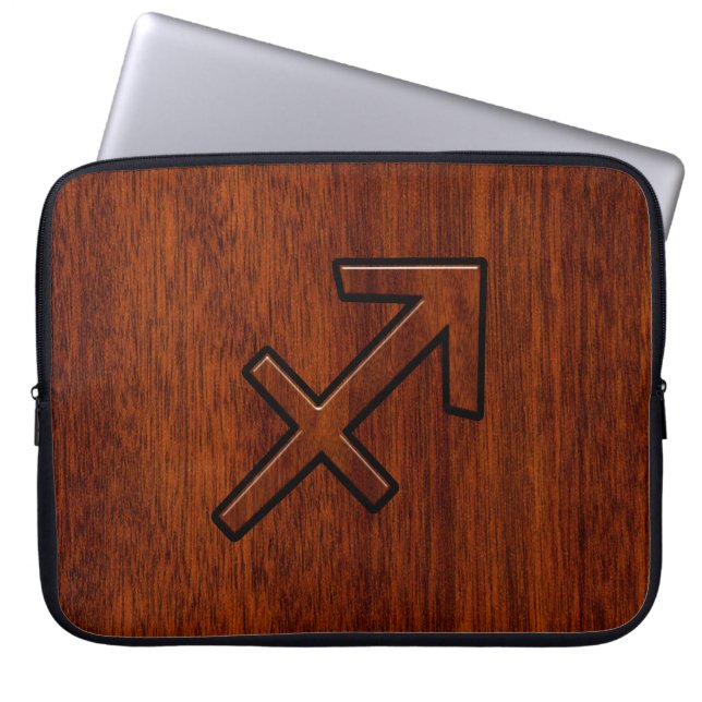 Stylish Sagittarius Zodiac Sign in Mahogany Decor Laptop Sleeve (Front)