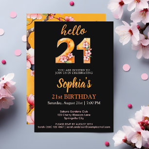 Stylish Sakura 21st Birthday Party Invitation