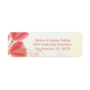 Stylish salmon pink tulips wedding address label return address label