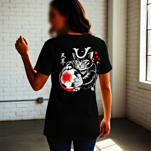 Stylish Samurai Cat Japan Soccer For Football fans T-Shirt