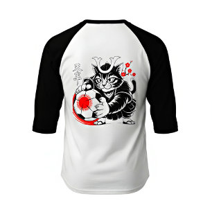 Stylish Samurai Cat Japan Soccer For Football fans T-Shirt