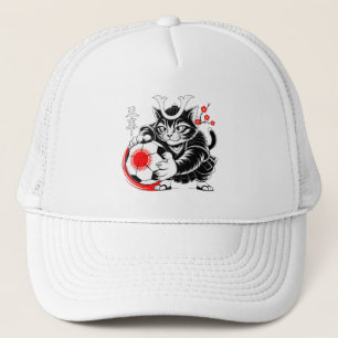 Stylish Samurai Cat Japan Soccer For Fotball fans Trucker Hat
