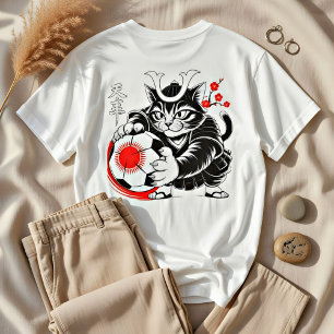 Stylish Samurai Cat Japan Soccer For Japanese fans T-Shirt