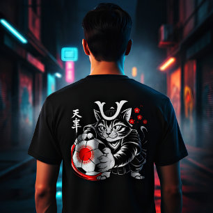 Stylish Samurai Cat Japan Soccer For Japanese fans T-Shirt