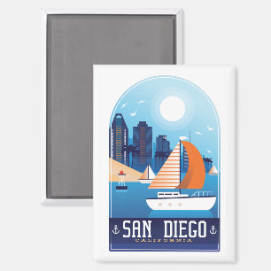 Stylish San Diego California Vintage Travel  Magnet
