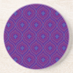 Stylish Sandstone Coaster: Purple and Blue Ogee Pa Coaster