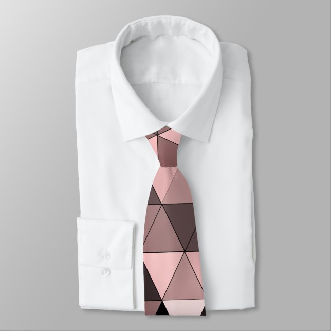 Stylish Sangria Brown & Pink Pattern Design Tie (Tied)