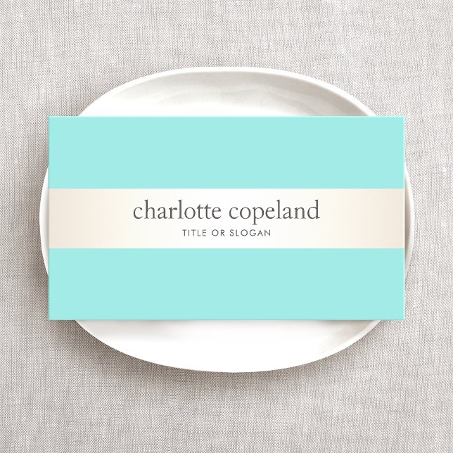 Stylish Satin Stripe Aqua Turquoise Beauty Business Card (Creator Uploaded)