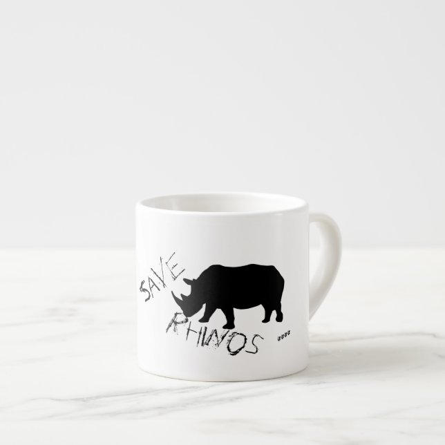 Stylish Save Rhinos Espresso Coffee Mug Cup (Front Right)