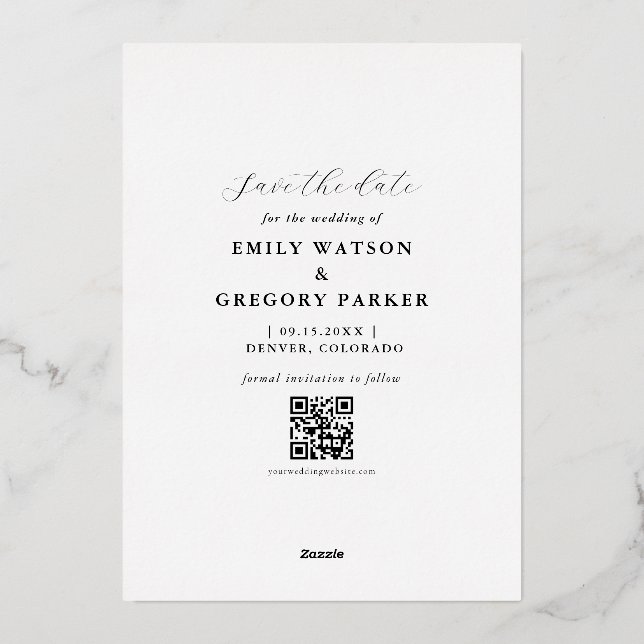 Stylish Save the Date with QR (Back)