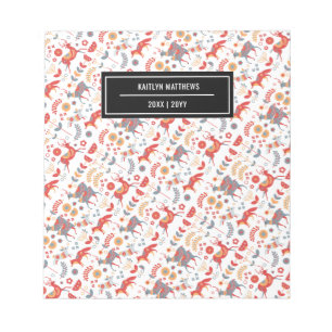 Stylish Scandinavian Animal Pattern Name Notepad