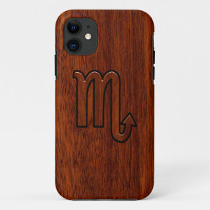 Stylish Scorpio Zodiac Symbol in Mahogany iPhone 11 Case