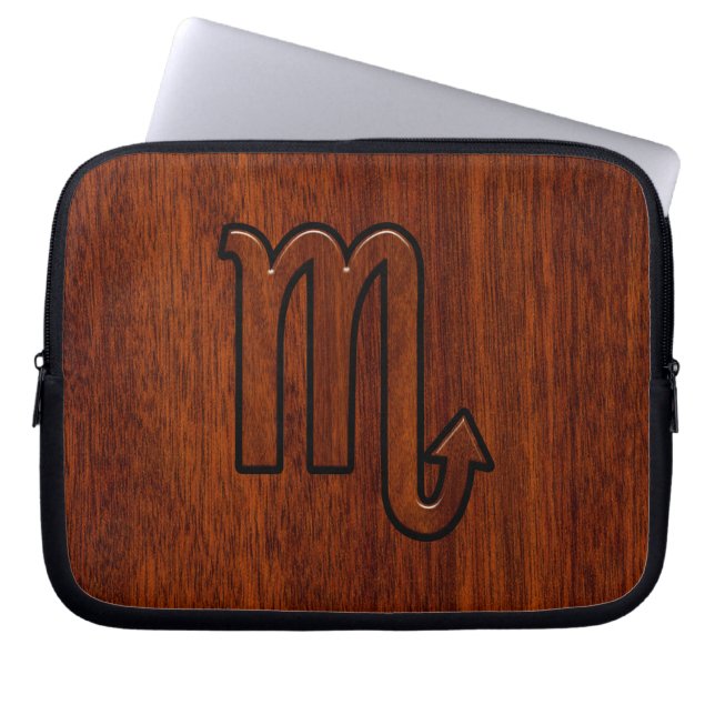 Stylish Scorpio Zodiac Symbol in Mahogany Laptop Sleeve (Front)