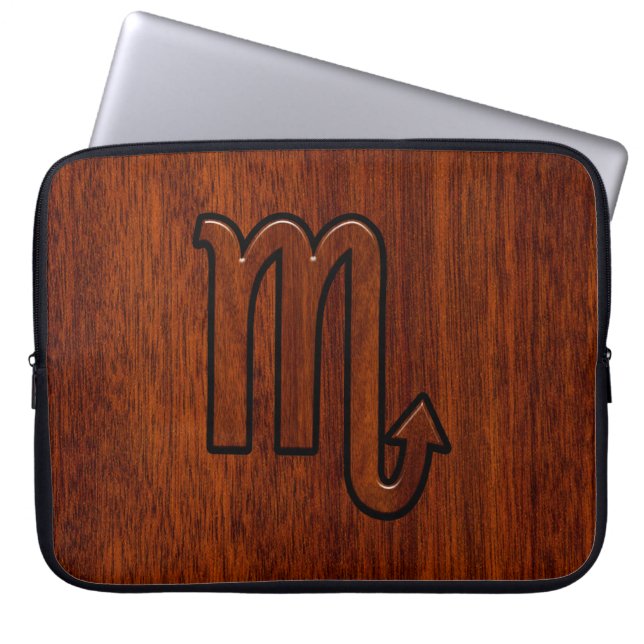 Stylish Scorpio Zodiac Symbol in Mahogany Laptop Sleeve (Front)