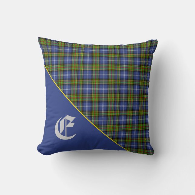 Stylish Scottish Estes Clan Tartan Monogram Cushion (Front)
