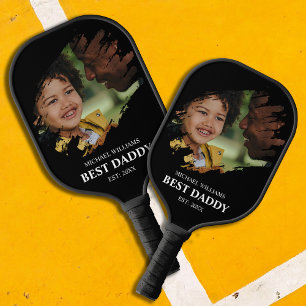 Stylish Scratched Effect Photo Personalised Pickleball Paddle