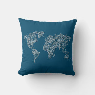 Stylish Scribbled World Map Cushion