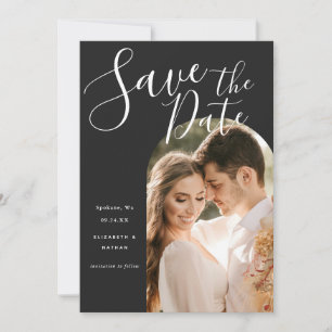 Stylish Script Arch Frame Photo  Save The Date