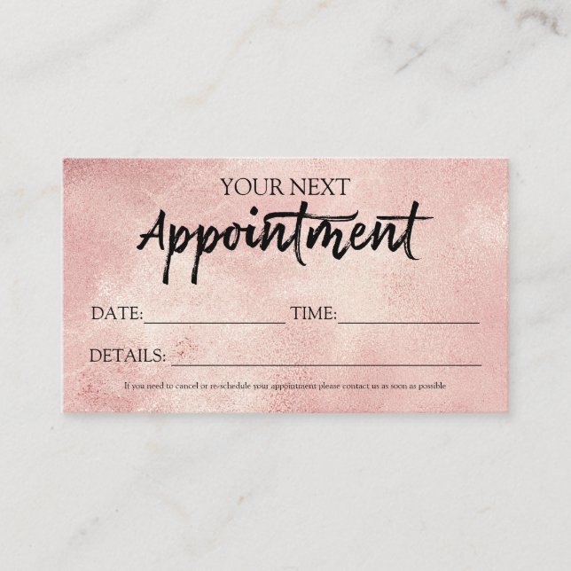 Stylish Script Blush Foil Appointment Card (Front)