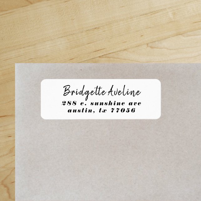 Stylish Script Bold Beauty Return Address Label ("Everyday is abundantly beautiful." 
Sincerely Best Wishes from Lucky Design World)