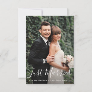 Stylish script bride & groom wedding announcement