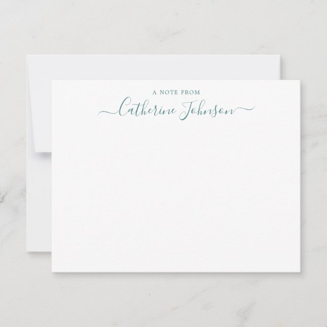 Stylish Script Calligraphy A Note From Lake Green Card (Front)