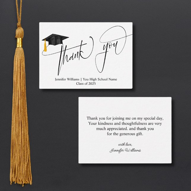 stylish script calligraphy thank you graduation card (Creator Uploaded)