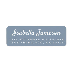 Stylish Script Dusty Blue Return Address Return Address Label