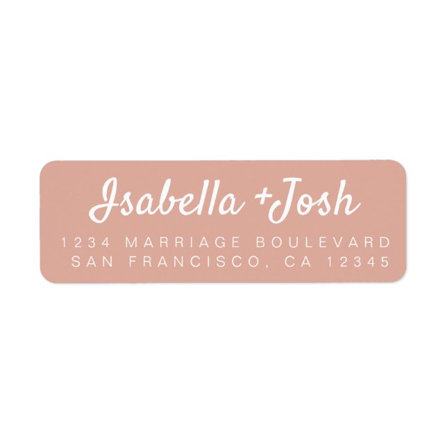 Stylish Script Dusty Pink Wedding Return Address Label (Front)