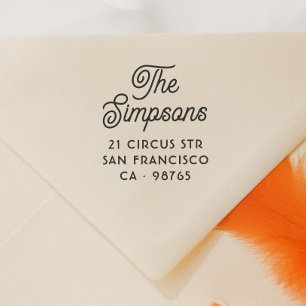 Stylish Script Family Name & Return Address Self-inking Stamp