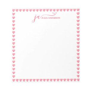Stylish Script Font Monogram with Heart Frame Notepad