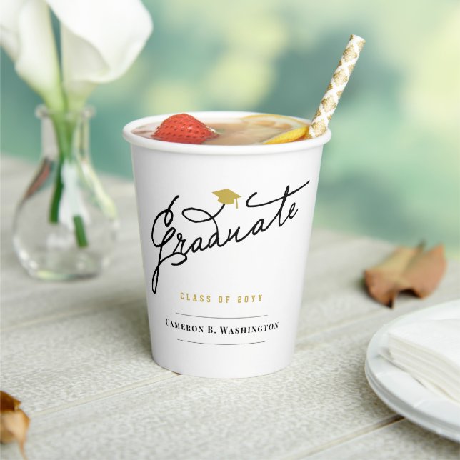 Stylish Script Graduate Modern Graduation Party Paper Cups (Insitu)