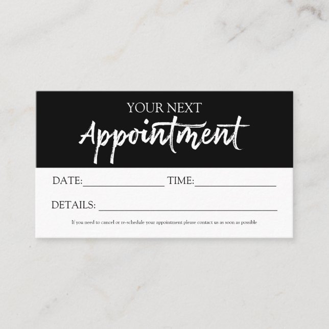 Stylish Script Hand Lettered Appointment Card (Front)