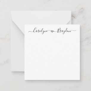 Stylish Script Heart Couple Name Wedding Newlywed Card