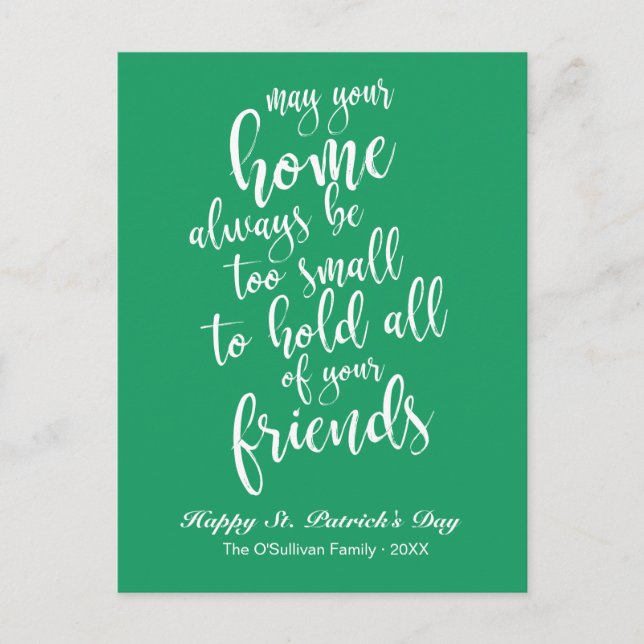 Stylish Script Irish Blessing St. Patrick's Day Postcard (Front)