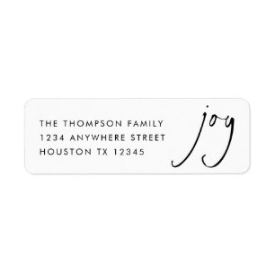 Stylish Script Joy Return Name Address Christmas L Label