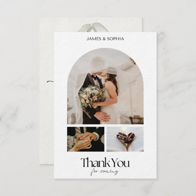 Stylish Script Love Heart Wedding Thank You Photo  Invitation (Front/Back)