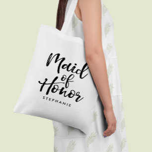 Stylish Script "Maid of Honour" Personalised Tote Bag