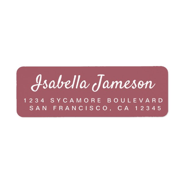 Stylish Script Mauvewood Return Address Label (Front)