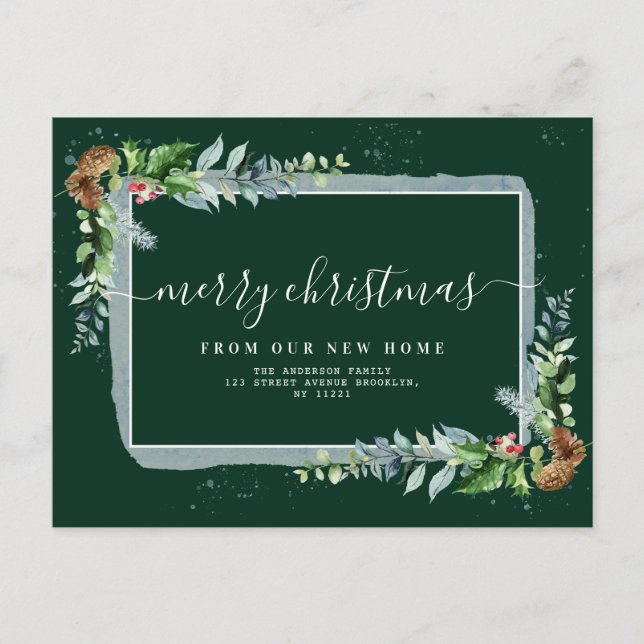 stylish script Merry christmas moving announcement (Front)