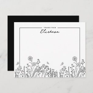 Stylish Script Minimalist Floral Sketch Card