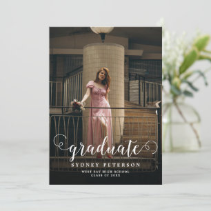 Stylish Script Modern 3 Photo Graduation Party Invitation