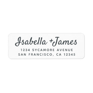 Stylish Script Modern Black White Return Address Label