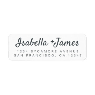 Stylish Script Modern Black White Return Address  Return Address Label