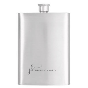 Stylish Script Monogram Modern Personalised Hip Flask