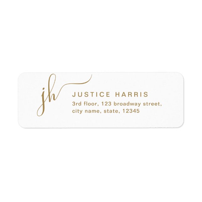 Stylish Script Monogram Modern Return Address Labe Label (Front)