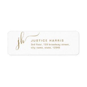 Stylish Script Monogram Modern Return Address Labe Return Address Label