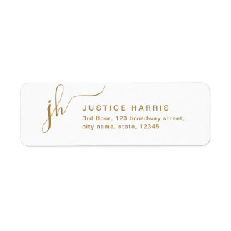Stylish Script Monogram Modern Return Address Labe Return Address Label