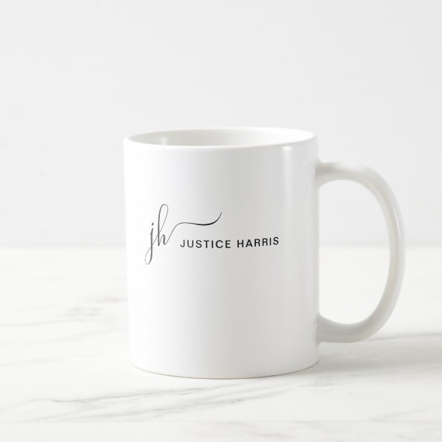 Stylish Script Monogram Modern Simple Personalised Coffee Mug (Right)
