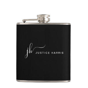 Stylish Script Monogram Modern Simple Personalised Hip Flask